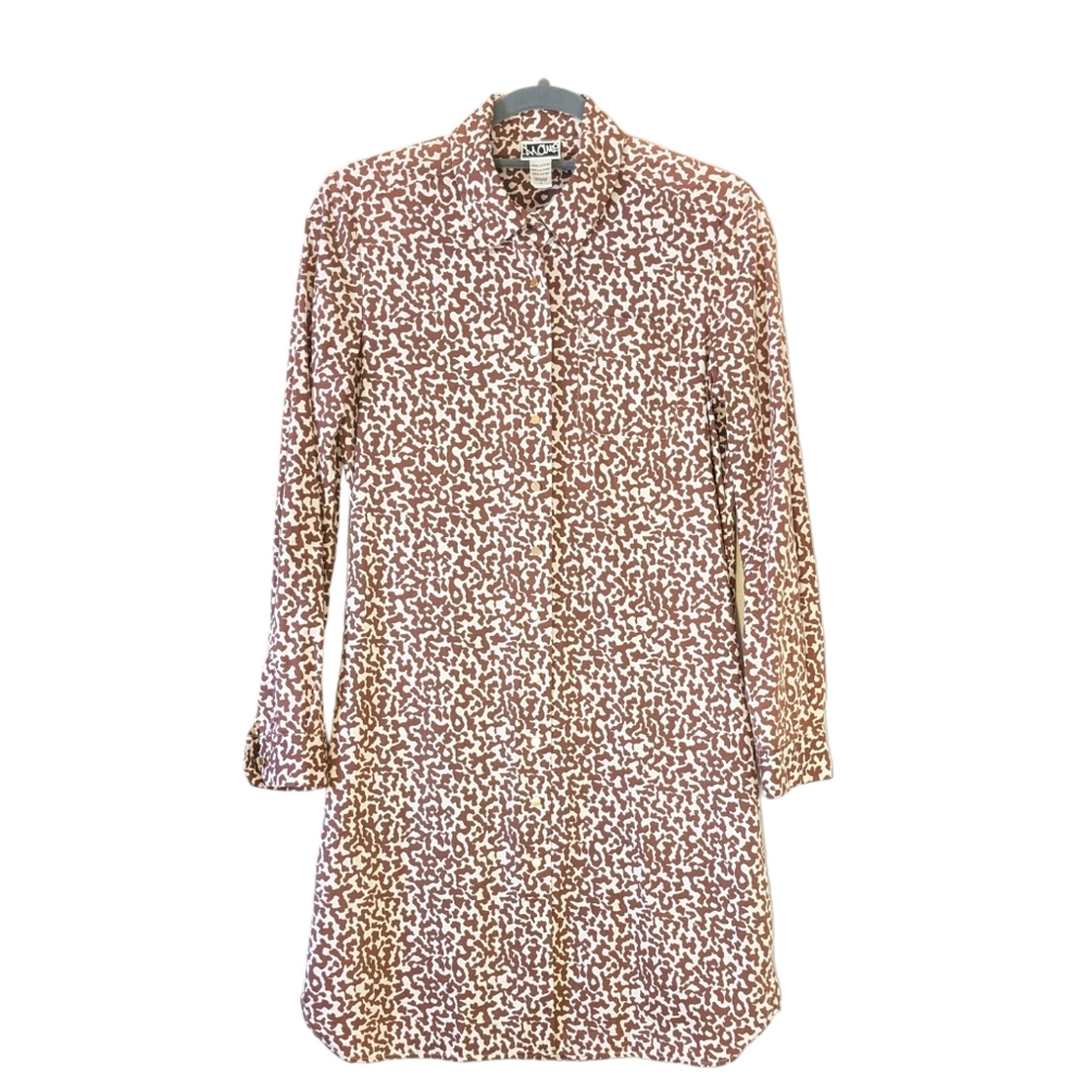 Diane von Furstenberg brown white animal print mini shirt dress DVF summer